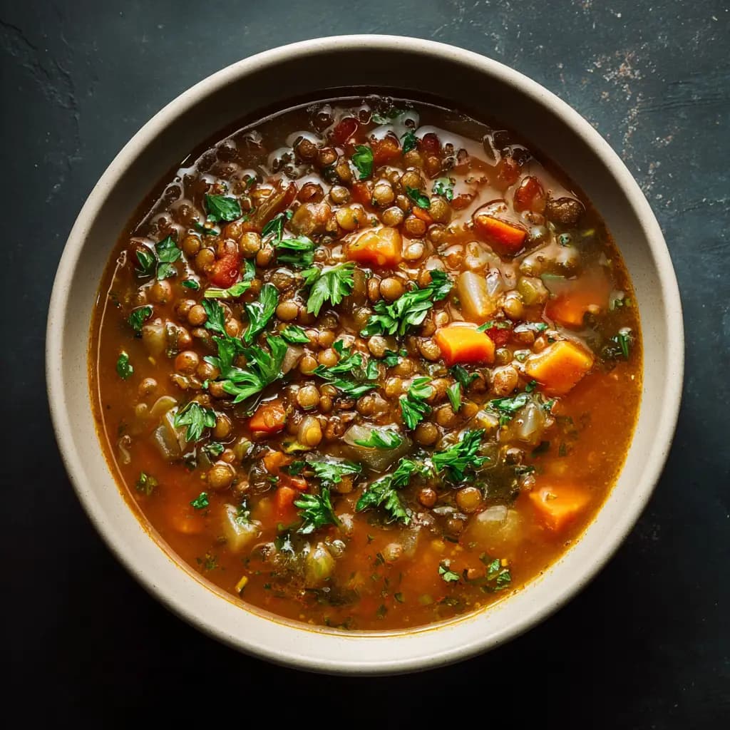 Vegetarian Lentil Soup with Lemon and Spinach