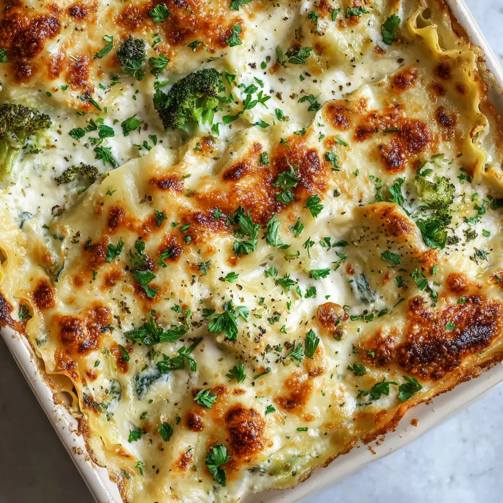 Loaded Veggie White Lasagna with Broccoli and Spinach