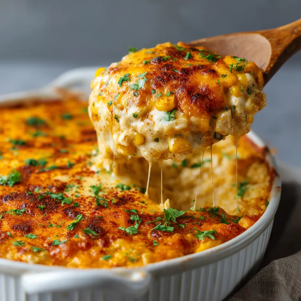 Street Corn Chicken Casserole with Cotija and Lime