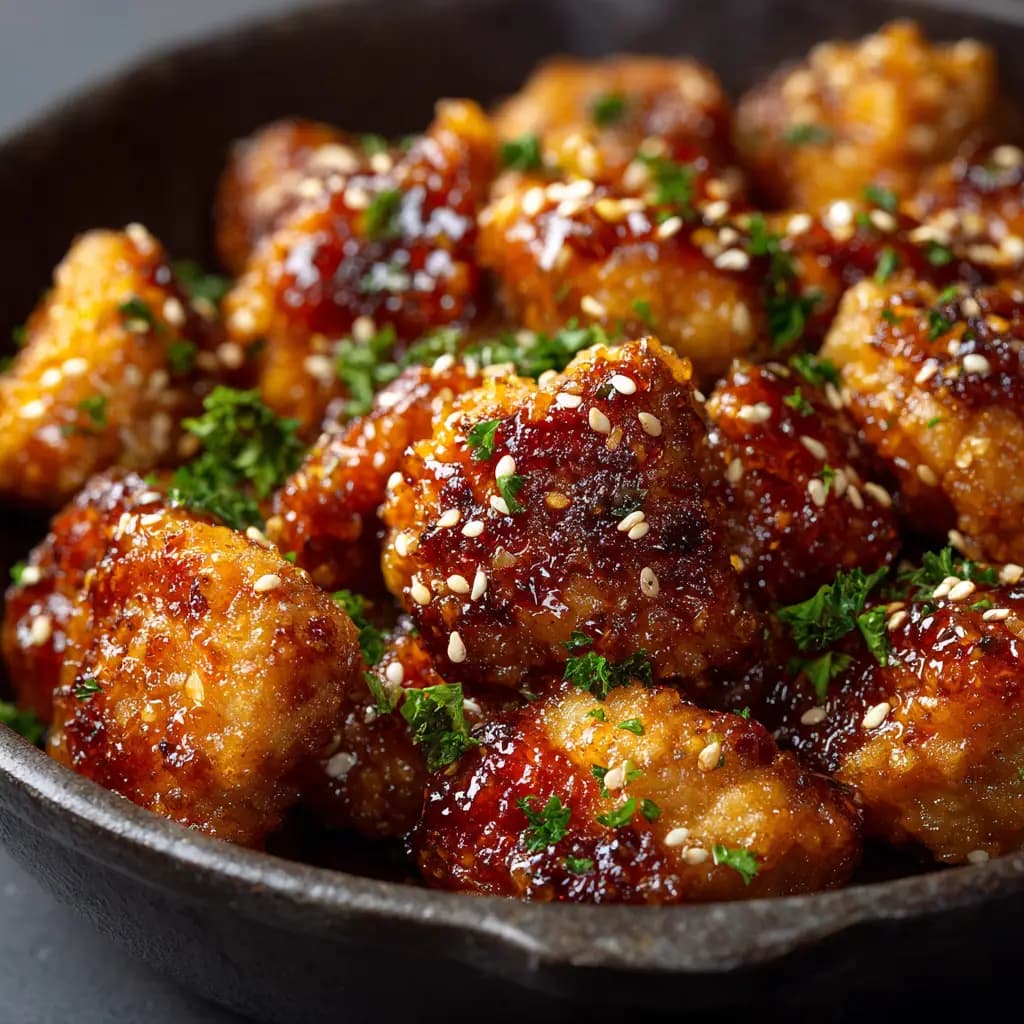 Crispy Honey Butter Chicken Skillet with Sesame and Parsley