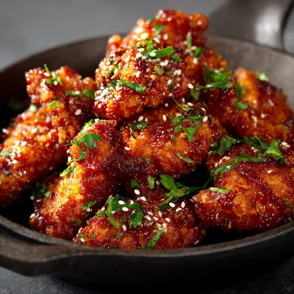 Crispy Honey Butter Chicken Skillet with Sesame and Parsley