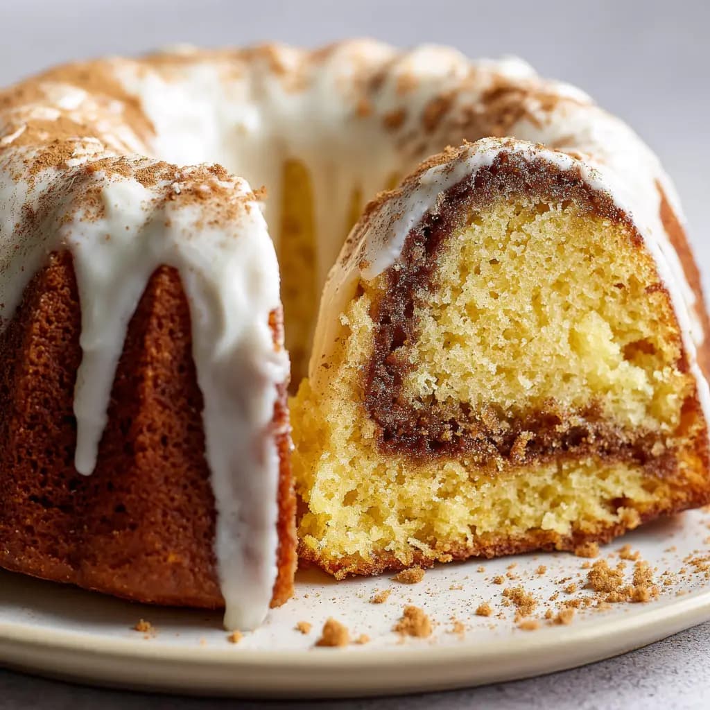 Cinnamon Swirl Sour Cream Bundt Cake with Vanilla Icing