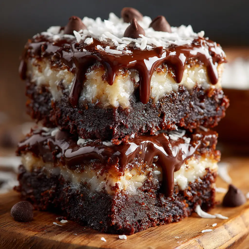 Coconut Brownies with Sweetened Shredded Coconut