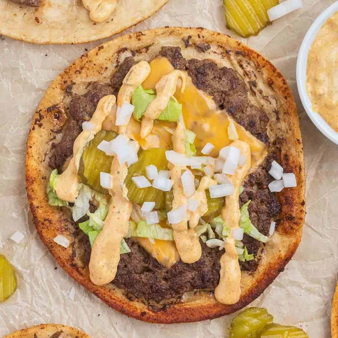 Smash Burger Tacos with Big Mac Sauce and Pickles
