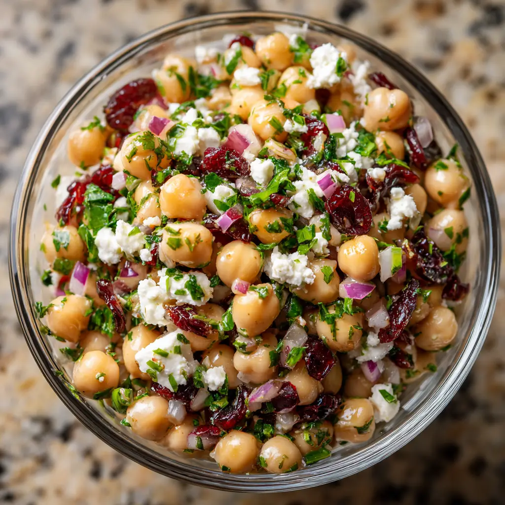 Feta and Cranberry Chickpea Salad: Quick No-Cook Lunch