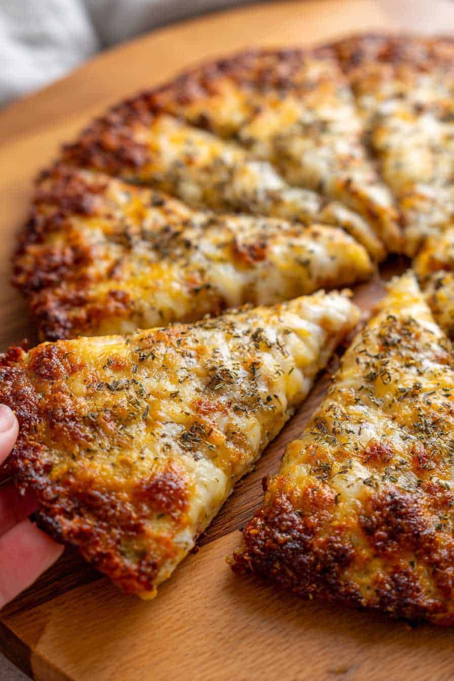 Ground Chicken Pizza Crust with Parmesan and Oregano